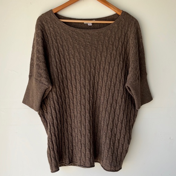 Garnet Hill Sweaters - Garnet Hill 100% Cashmere Cable Knit Brown Sweater Size L